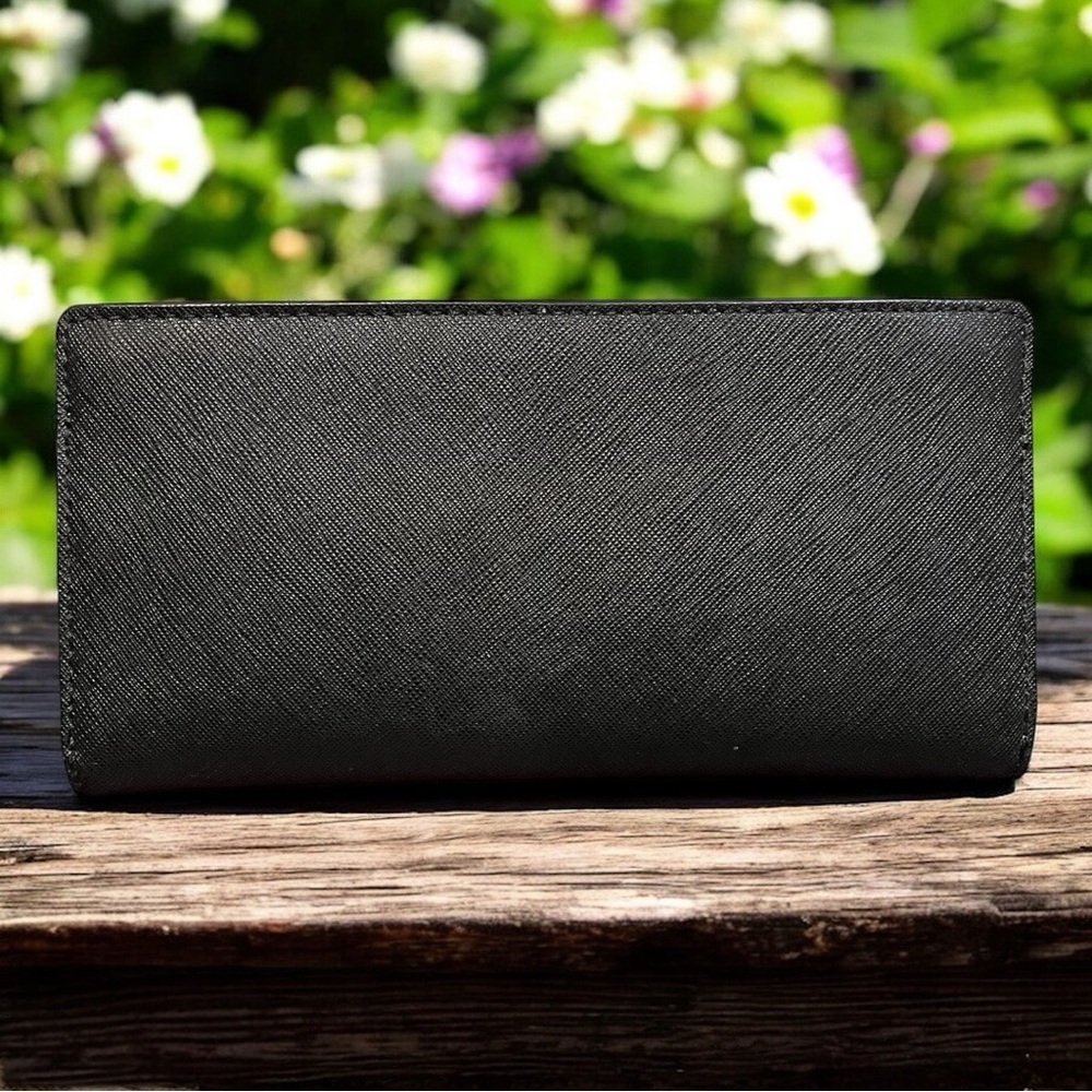 Michael Kors Black Saffiano Leather Zip-Around Wallet with Gold Logo - Picture 3 of 7